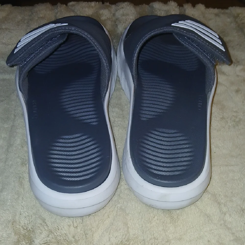 Gray and White Slide Sandals